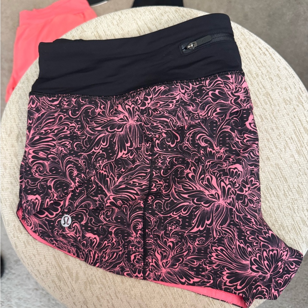 lululemon athletica Black and Pink Floral Shorts